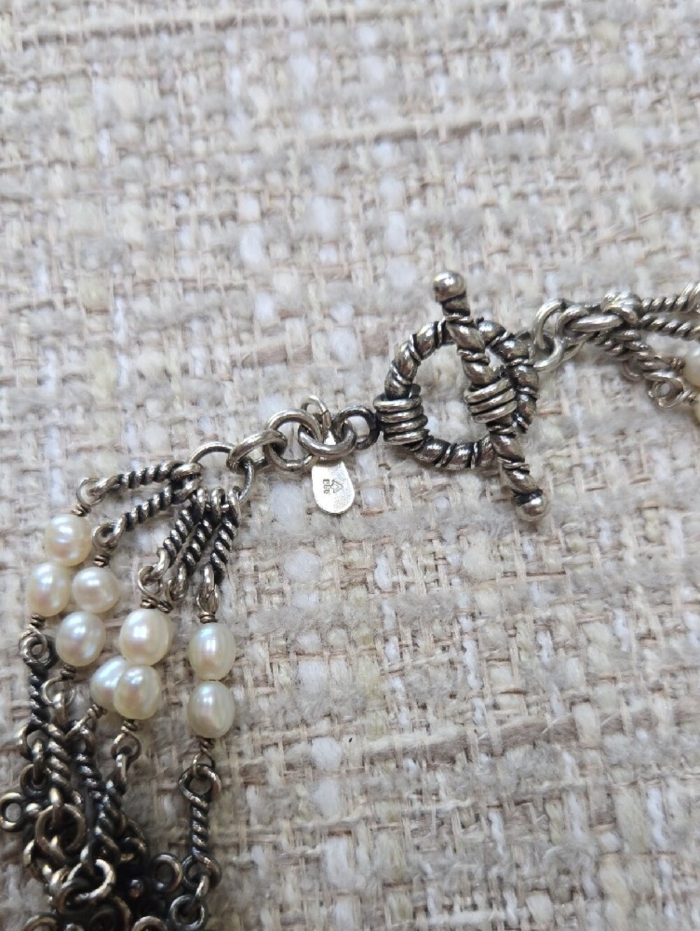 vintage Silpada White Pearl Multi-Strand Necklace with Silver Accents - Picture 3 of 9